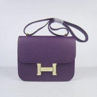 Hermes Constance Shoulder Bag Purple Glod